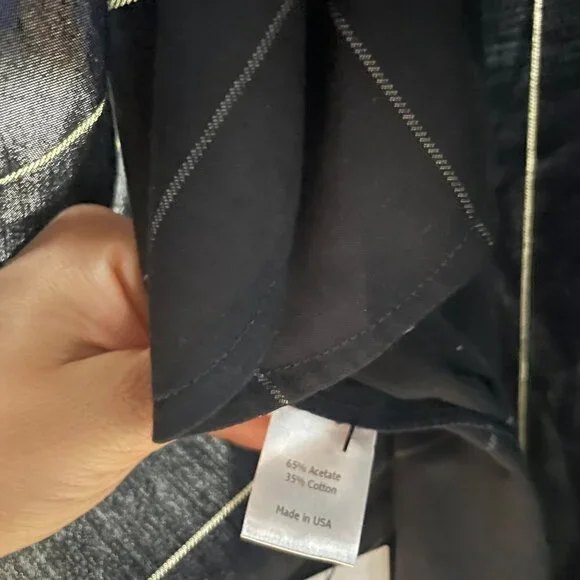 La Ligne New York Sadie Striped V Neck Long Sleeve Midi Dress Navy Blue White S - Picture 10 of 13